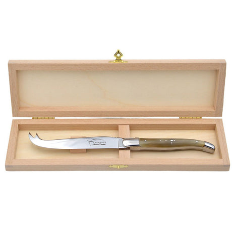 Laguiole Cheese Knife Pale Horn Tip, Prestige Collection - Zouf.biz