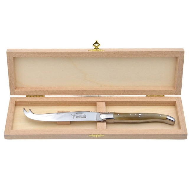 Laguiole Cheese Knife Pale Horn Tip, Prestige Collection - Zouf.biz