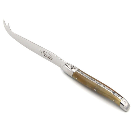 Laguiole Cheese Knife Pale Horn Tip, Prestige Collection - Zouf.biz