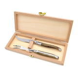 Laguiole Cheese Set, Fork & Knife, Pale Horn Tip, Prestige Collection