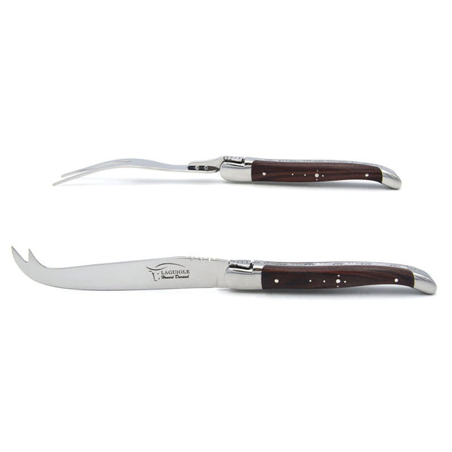 Laguiole Cheese Set, Fork & Knife, Purplewood, Prestige Collection