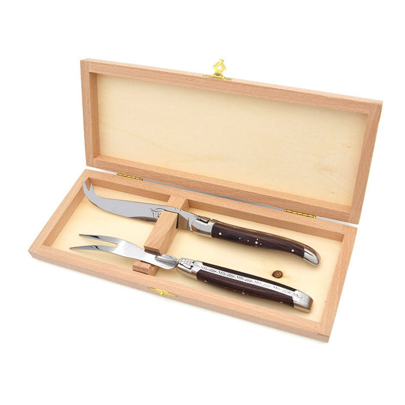 Laguiole Cheese Set, Fork & Knife, Purplewood, Prestige Collection