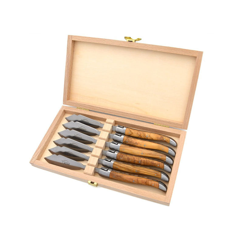 Laguiole Fish Knives Olive Wood, Prestige Collection