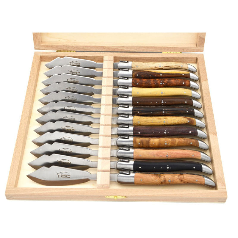Laguiole Fish Knives Mix Wood, Prestige Collection