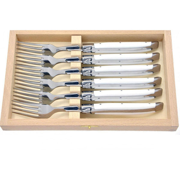 Laguiole Forks, White Corian - Zouf.biz