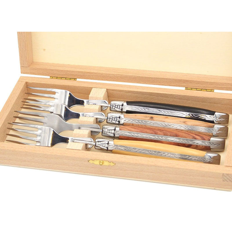Laguiole Forks Mix Wood, Prestige Collection - Zouf.biz