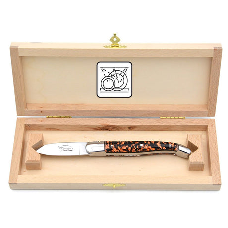 Laguiole Oyster Knife Copper Leaf Inclusion Handle - Zouf.biz