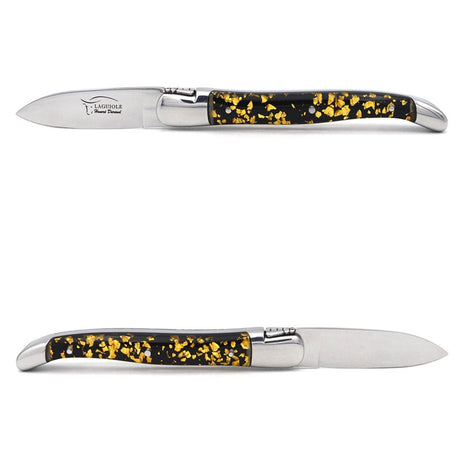 Laguiole Oyster Knife Gold Leaf Inclusion Handle - Zouf.biz