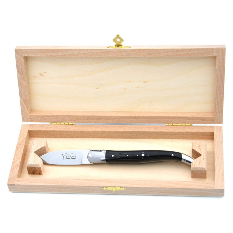 Laguiole Oyster Knife Dark Horn Tip, Prestige Collection - Zouf.biz