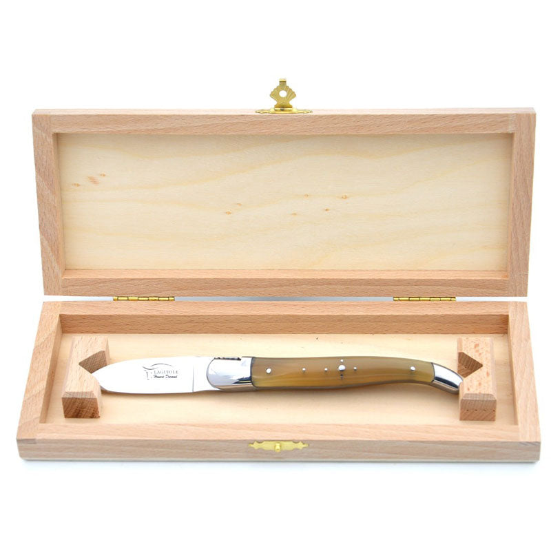Laguiole Oyster Knife Pale Horn Tip, Prestige Collection - Zouf.biz