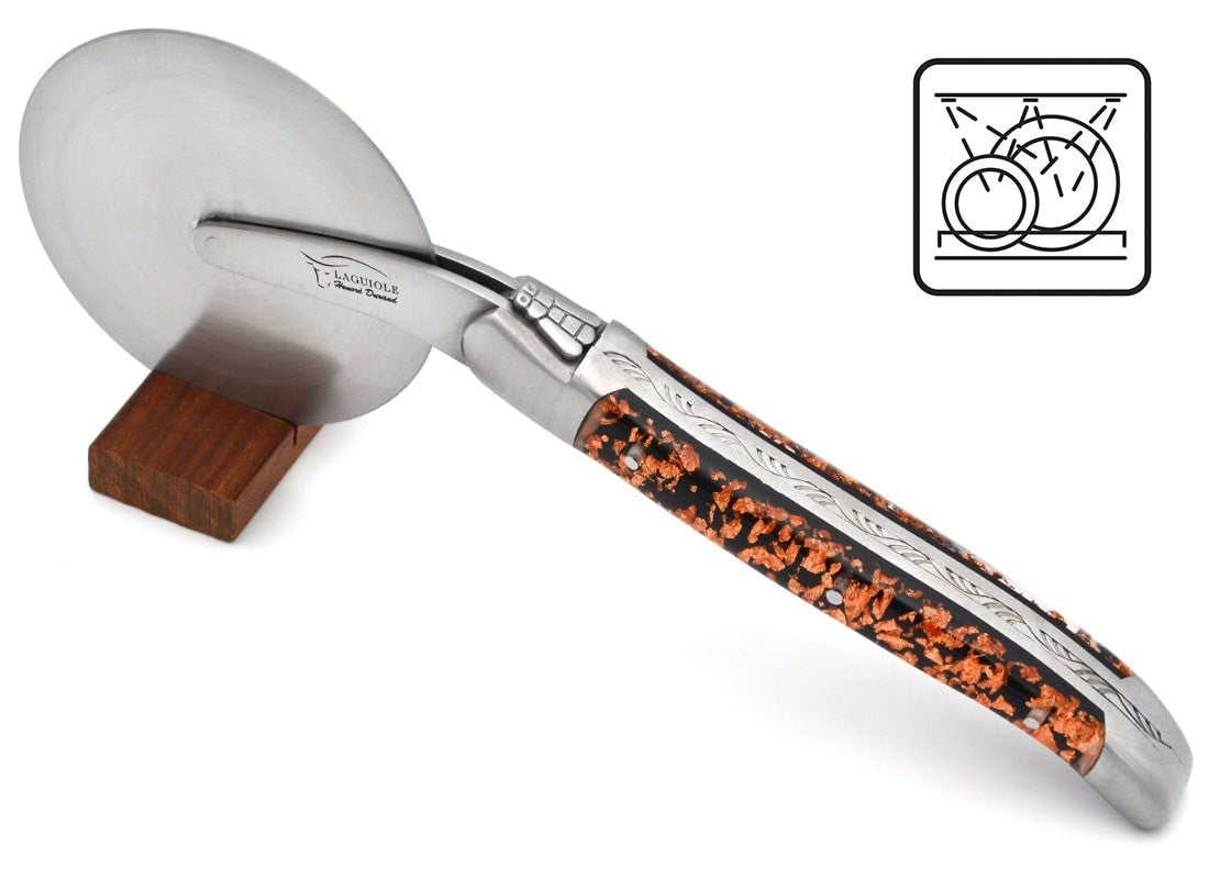 Laguiole Pizza Wheel Copper Leaf Inclusion Handle, Prestige Collection