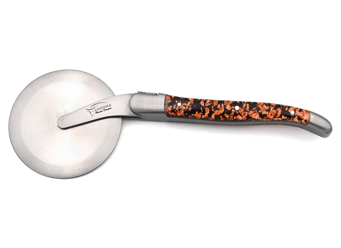 Laguiole Pizza Wheel Copper Leaf Inclusion Handle, Prestige Collection
