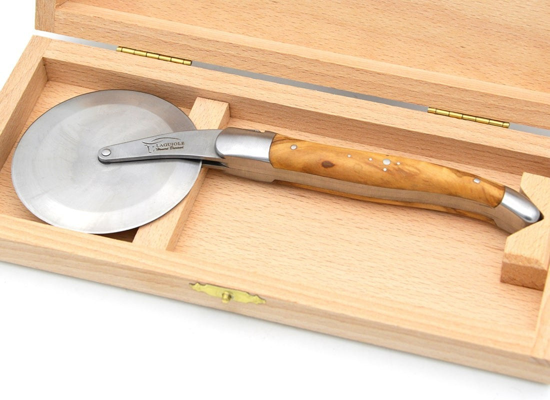 Laguiole Pizza Wheel Olive Wood Handle, Prestige Collection