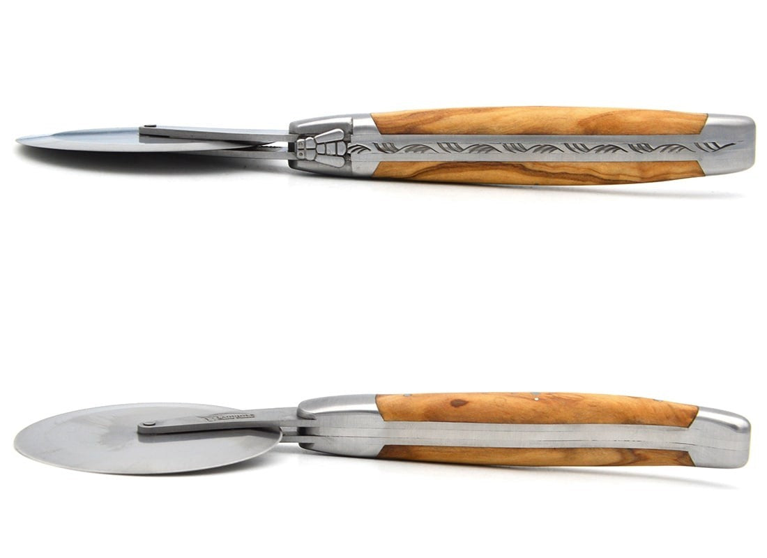 Laguiole Pizza Wheel Olive Wood Handle, Prestige Collection