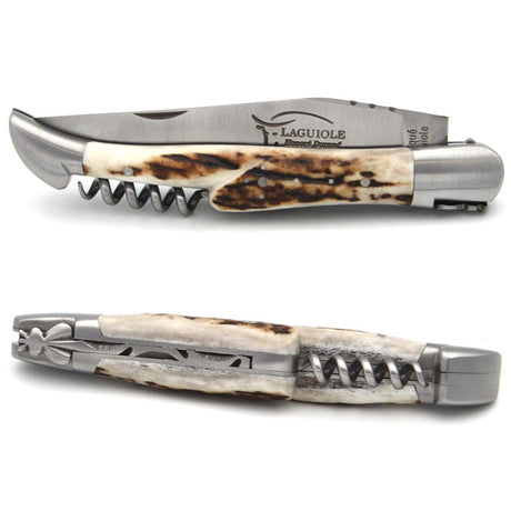 Laguiole Deer Antler 2 Piece Pocket Knife - 12cm, Prestige Collection - Zouf.biz