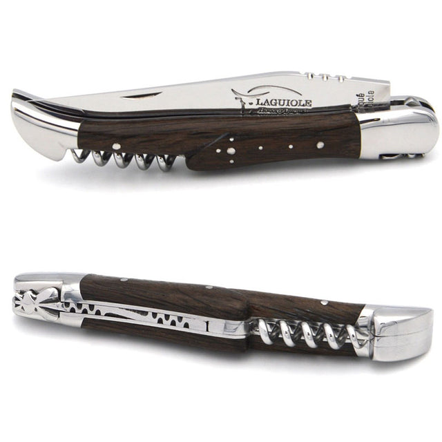 Laguiole Bog Oak (Morta) Wood 2 Piece Pocket Knife - 12cm, Prestige Collection - Zouf.biz