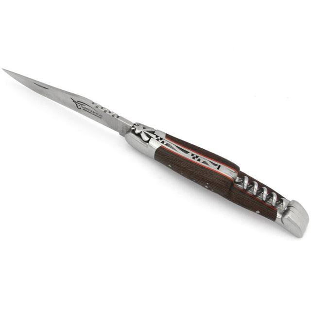 Laguiole Wenge Wood & Red Vulcanised Fiber 2 Piece Pocket Knife - 12cm, Prestige Collection - Zouf.biz