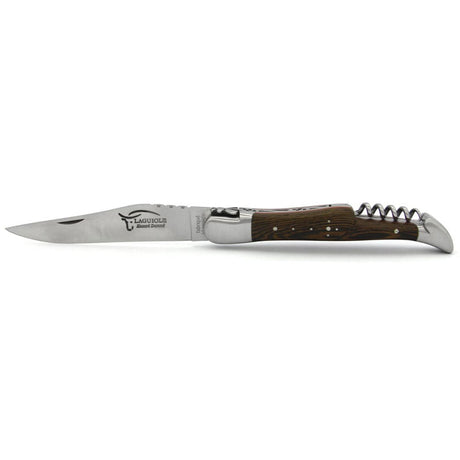 Laguiole Wenge Wood & Red Vulcanised Fiber 2 Piece Pocket Knife - 12cm, Prestige Collection - Zouf.biz