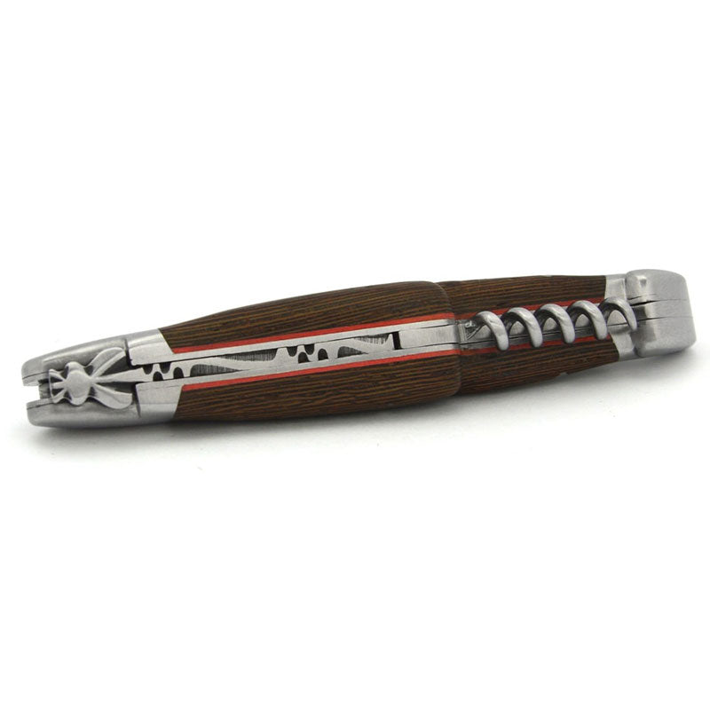 Laguiole Wenge Wood & Red Vulcanised Fiber 2 Piece Pocket Knife - 12cm, Prestige Collection - Zouf.biz