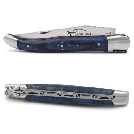 Laguiole Blue-Stained Beech Pocket Knife - 12cm, Prestige Collection - Zouf.biz