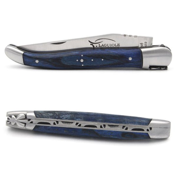 Laguiole Blue-Stained Beech Pocket Knife - 12cm, Prestige Collection - Zouf.biz