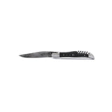 Laguiole Damascus Steel Blade, Ebony Wood Handle, 3 Piece Pocket Knife - 12cm - Zouf.biz