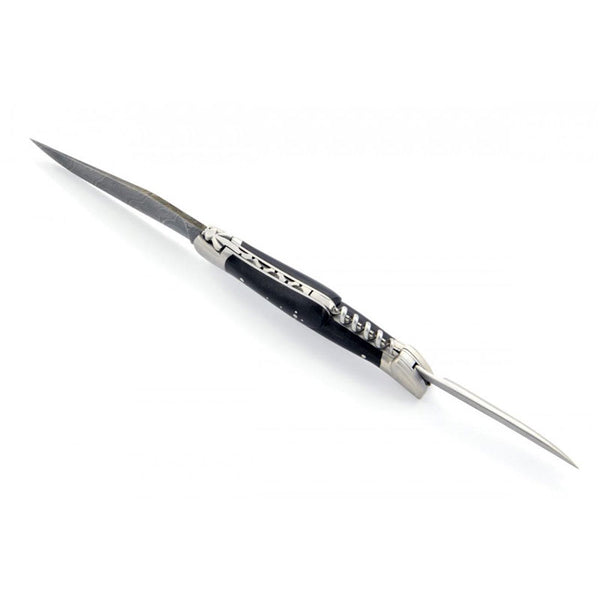 Laguiole Damascus Steel Blade, Horn Tip Handle, 3 Piece Pocket Knife - 12cm - Zouf.biz