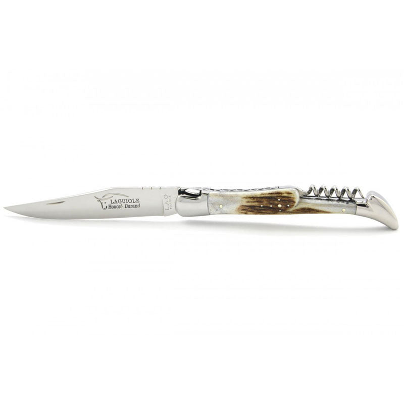 Laguiole Deer Antler 2 Piece Carbon Blade Pocket Knife - 13cm, Prestige Collection - Zouf.biz