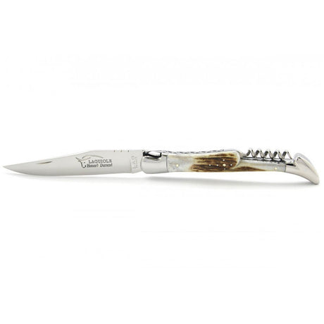 Laguiole Deer Antler 2 Piece Carbon Blade Pocket Knife - 13cm, Prestige Collection - Zouf.biz