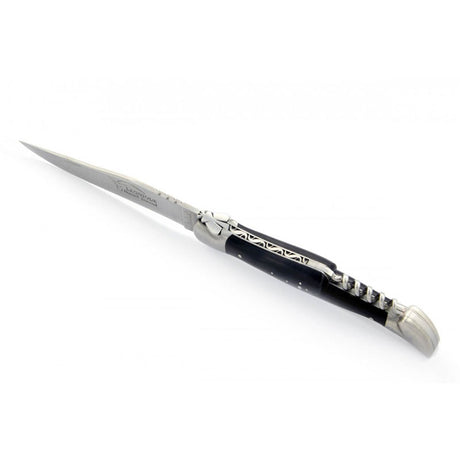 Laguiole Ebony Wood 2 Piece Carbon Blade Pocket Knife - 13cm, Prestige Collection - Zouf.biz