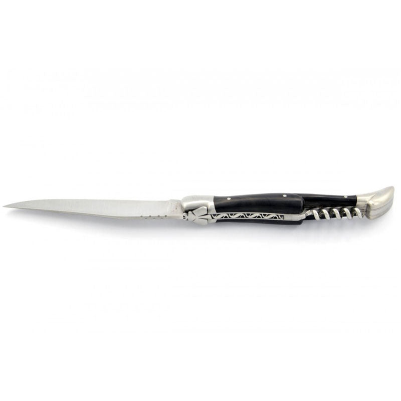 Laguiole Ebony Wood 2 Piece Carbon Blade Pocket Knife - 13cm, Prestige Collection - Zouf.biz