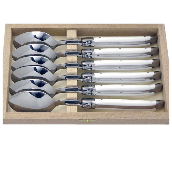 Laguiole Table Spoons, White Corian - Zouf.biz