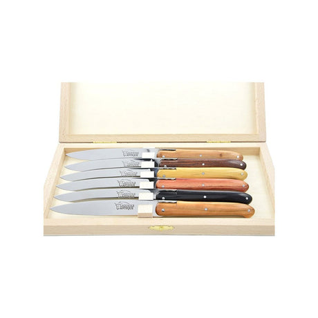 Laguiole Steak Knives Antique Mix Wood, Prestige Collection - Zouf.biz
