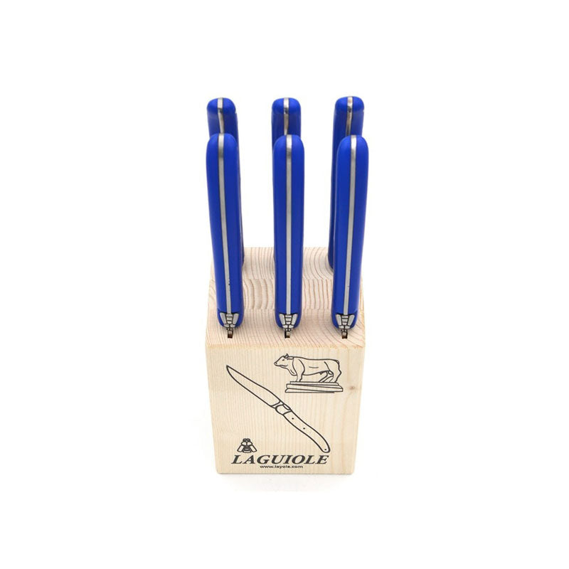 Laguiole Steak Knives, Blue Acrylic POM