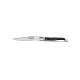 Laguiole Steak Knives Chiseled Double Plates Dark Horn Tip, Prestige Collection