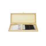 Laguiole Steak Knives Chiseled Double Plates Dark Horn Tip, Prestige Collection