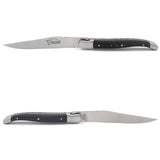 Laguiole Steak Knives Chiseled Double Plates Ebony Wood, Prestige Collection