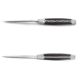 Laguiole Steak Knives Chiseled Double Plates Ebony Wood, Prestige Collection