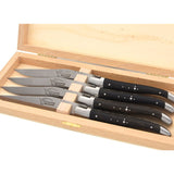 Laguiole Steak Knives Chiseled Double Plates Ebony Wood, Prestige Collection