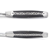 Laguiole Steak Knives Chiseled Double Plates Ebony Wood, Prestige Collection