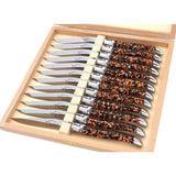 Laguiole Steak Knives, Copper Foil Inclusion Handle Black Background