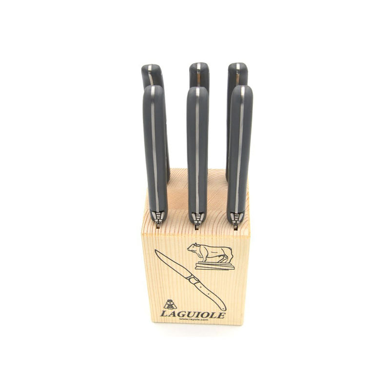 Laguiole Steak Knives, Grey Acrylic POM