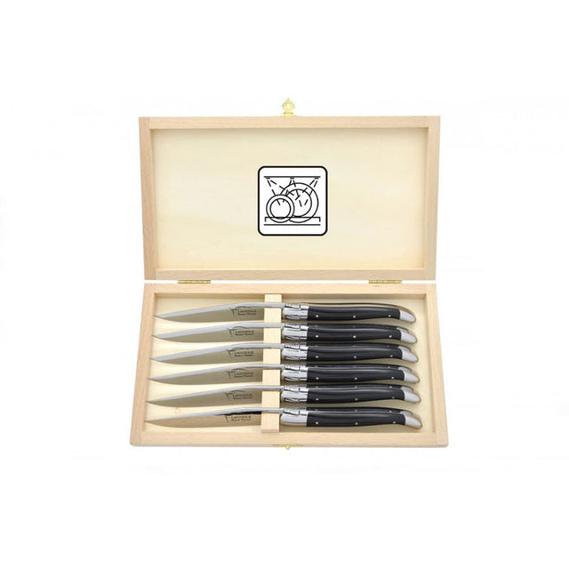 Laguiole Steak Knives, Black Corian - Zouf.biz