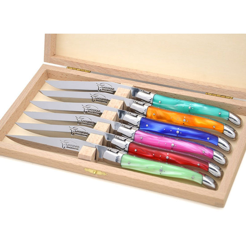 Laguiole Steak Knives, Mix Pearly Acrylic