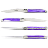 Laguiole Steak Knives, Pearly Purple Acrylic