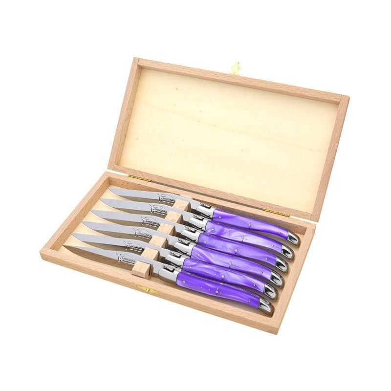 Laguiole Steak Knives, Pearly Purple Acrylic