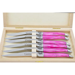 Laguiole Steak Knives, Pink Acrylic - Zouf.biz
