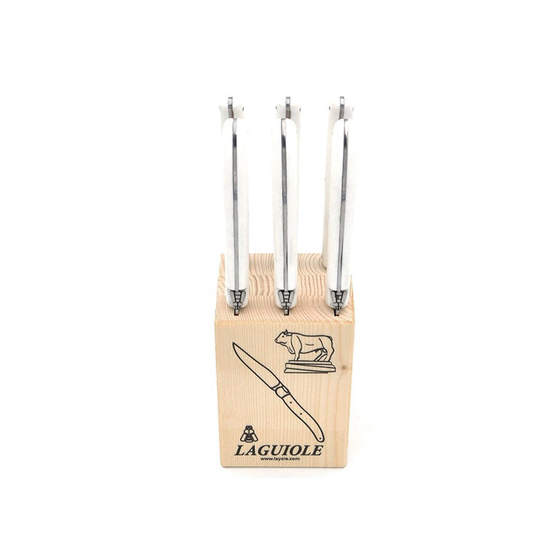 Laguiole Steak Knives, White Acrylic POM