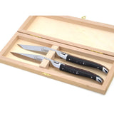 Laguiole Steak Knives Ebony Wood with Red Spacer, Prestige Collection