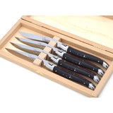 Laguiole Steak Knives Ebony Wood with Red Spacer, Prestige Collection